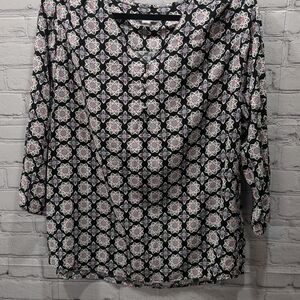 Floral Black and White Women's Top